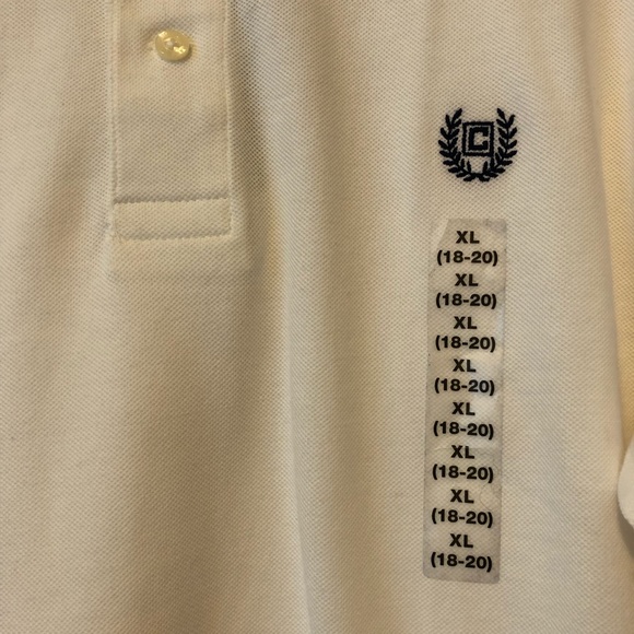 NWT Chaps Youth Solid White Collared Polo T-Shirt - Picture 4 of 6